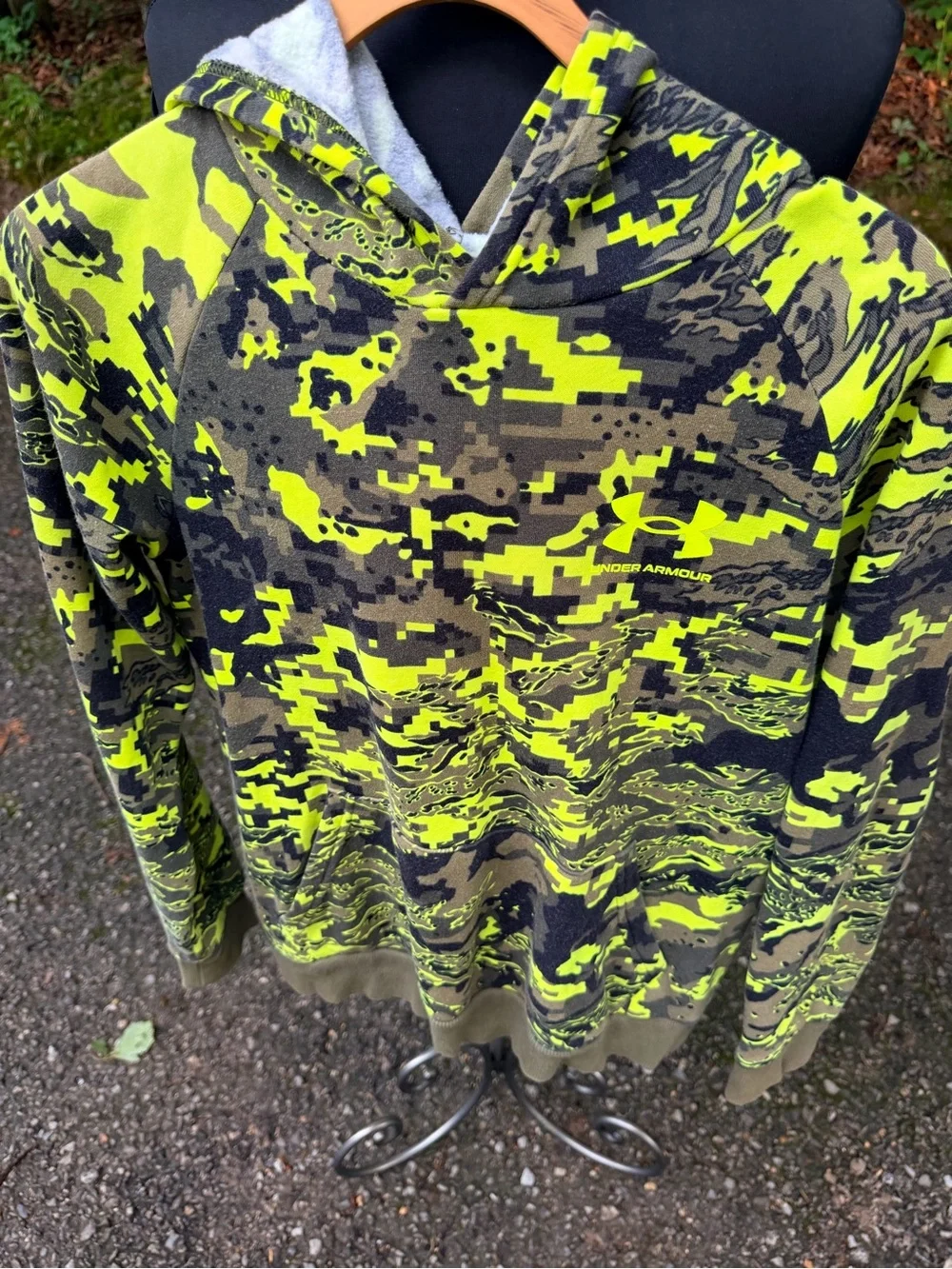 Youth Under Armour Neon Yellow and Neon Digital Camo Hoodie